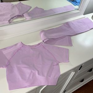 Purple workout set leggings and shirt